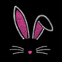  Women's Word Art V-Neck T-Shirt - Bunny Ears