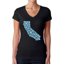  Women's Word Art V-Neck T-Shirt - California Hearts