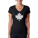 Black Medium Women's Word Art V-Neck T-Shirt - CANADIAN NATIONAL ANTHEM