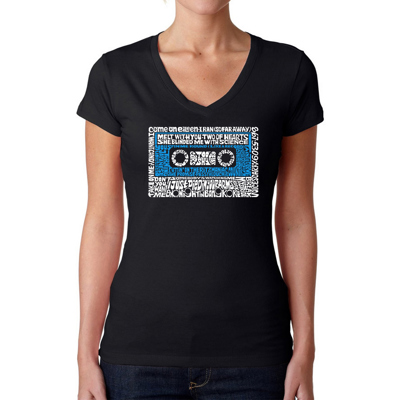 Women's Word Art V-Neck T-Shirt - 80s One Hit Wonders