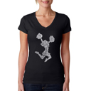 Black Medium Women's Word Art V-Neck T-Shirt - Cheer