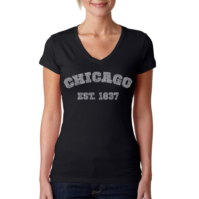 Women's Word Art V-Neck T-Shirt - Chicago 1837