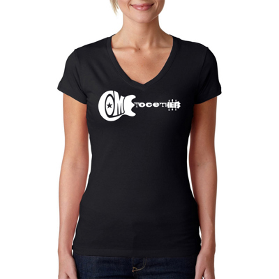 Women's Word Art V-Neck T-Shirt - COME TOGETHER