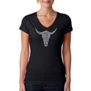 Black XL Women's Word Art V-Neck T-Shirt - COUNTRY MUSIC'S ALL TIME HITS