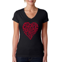 Black XL Women's Word Art V-Neck T-Shirt - Crazy Little Thing Called Love