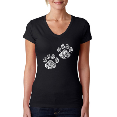 Women's Word Art V-Neck T-Shirt - Cat Mom