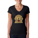 Black Large Women's Word Art V-Neck T-Shirt - Dog
