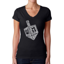  Hanukkah Dreidel - Women's Word Art V-Neck T-Shirt