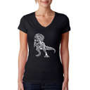 Black Small Women's Word Art V-Neck T-Shirt - Dino Pics