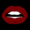  Women's Word Art V-Neck T-Shirt - Fabulous Lips