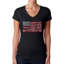 Black Medium Women's Word Art V-Neck T-Shirt - Fireworks American Flag