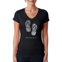 Black XXL Women's Word Art V-Neck T-Shirt - BEACH BUM