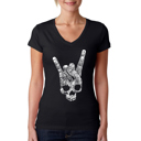 Black XL Women's Word Art V-Neck T-Shirt - Heavy Metal Genres