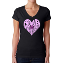 Black Medium Forever In Our Hearts - Women's Word Art V-Neck T-Shirt