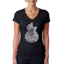 Black XXL Women's Word Art V-Neck T-Shirt - Rock Guitar Head