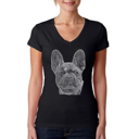 Black Medium Women's Word Art V-Neck T-Shirt - French Bulldog