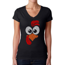 Black XL Turkey Face - Women's Word Art V-Neck T-Shirt