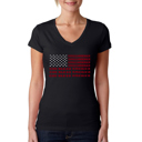 Black Medium Women's Word Art V-Neck T-Shirt - God Bless America