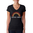  Women's Word Art V-Neck T-Shirt - Good Vibes