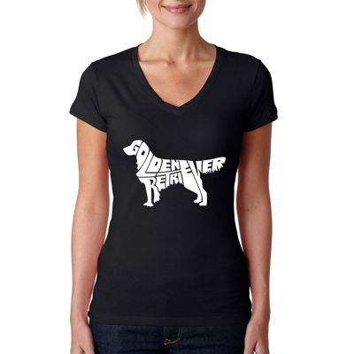 Women's Word Art V-Neck T-Shirt - Golden Retreiver