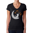 Black XXL Lunar Bats - Women's Word Art V-Neck T-Shirt