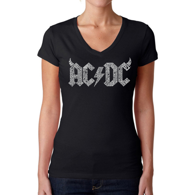 Women's Word Art V-Neck T-Shirt - ACDC