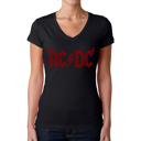 Black X-Small Women's Word Art V-Neck T-Shirt - ACDC