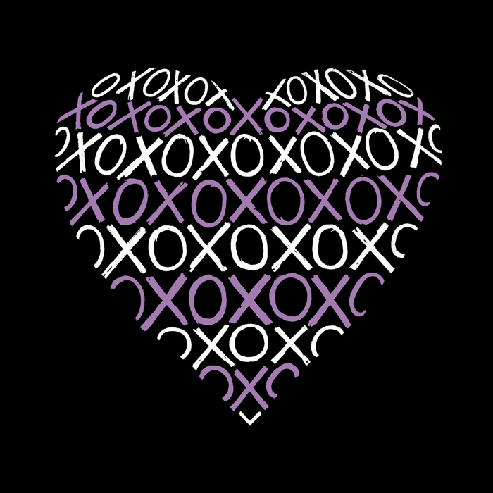 Women's Word Art V-Neck T-Shirt - XOXO Heart