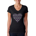 Black Medium Women's Word Art V-Neck T-Shirt - XOXO Heart