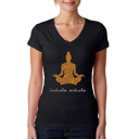 Black XXL Women's Word Art V-Neck T-Shirt - Inhale Exhale
