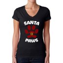 Black XXL Santa Paws - Women's Word Art V-Neck T-Shirt