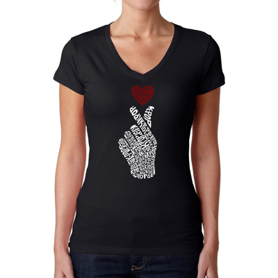 Women's Word Art V-Neck T-Shirt - K-Pop