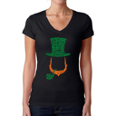 Black XXL Women's Word Art V-Neck T-Shirt - Leprechaun