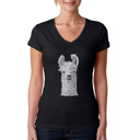 Black Large Women's Word Art V-Neck T-Shirt - Llama