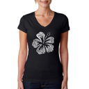 Black X-Small Women's Word Art V-Neck T-Shirt - Mahalo