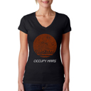 Black Large Women's Word Art V-Neck T-Shirt - Occupy Mars