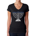 Black XXL Menorah - Women's Word Art V-Neck T-Shirt