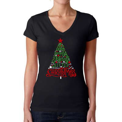 Have Yourself a Merry Little Christmas - Women's Word Art V-Neck T-Shirt