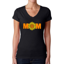  Women's Word Art V-Neck T-Shirt - Mom Sunflower