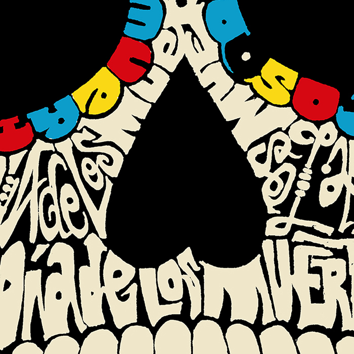 Women's Word Art V-Neck T-Shirt - Dia De Los Muertos