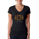 Black X-Small Women's Word Art V-Neck T-Shirt - Namaste