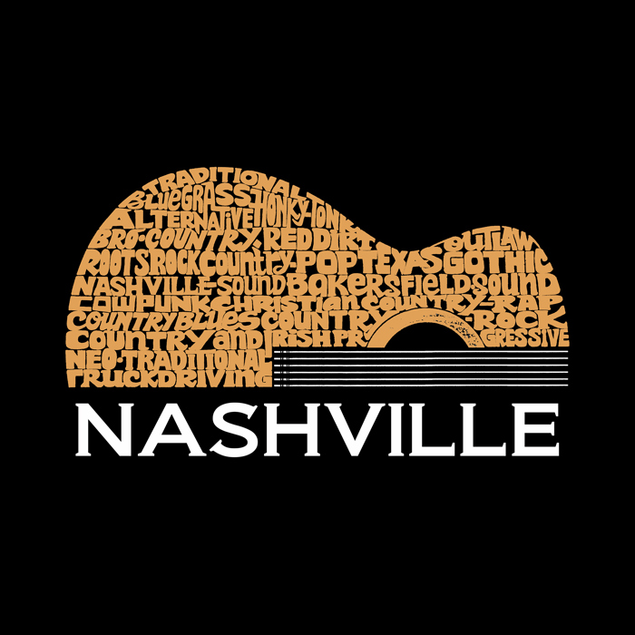 Nashville Guitar - Women's Word Art V-Neck T-Shirt