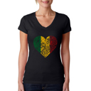 Black Small Women's Word Art V-Neck T-Shirt - One Love Heart