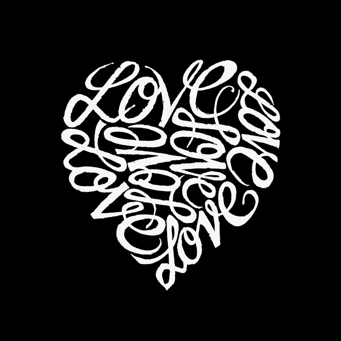 Cursive Heart - Women's Word Art V-Neck T-Shirt