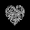  Cursive Heart - Women's Word Art V-Neck T-Shirt
