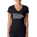 Black Large Women's Word Art V-Neck T-Shirt - Pledge of Allegiance Flag