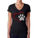  Paw Heart - Women's Word Art V-Neck T-Shirt