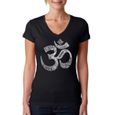 Black XXL Women's Word Art V-Neck T-Shirt - Poses OM