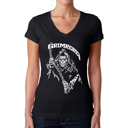 Black XL Women's Word Art V-Neck T-Shirt - Grim Reaper