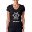 Black XL Women's Word Art V-Neck T-Shirt - Rescue Mom